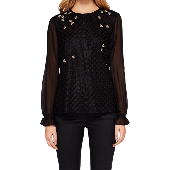 Ted Baker Tops - New Ted Baker Lunaah Queen Bee Embellished Top Black Medium